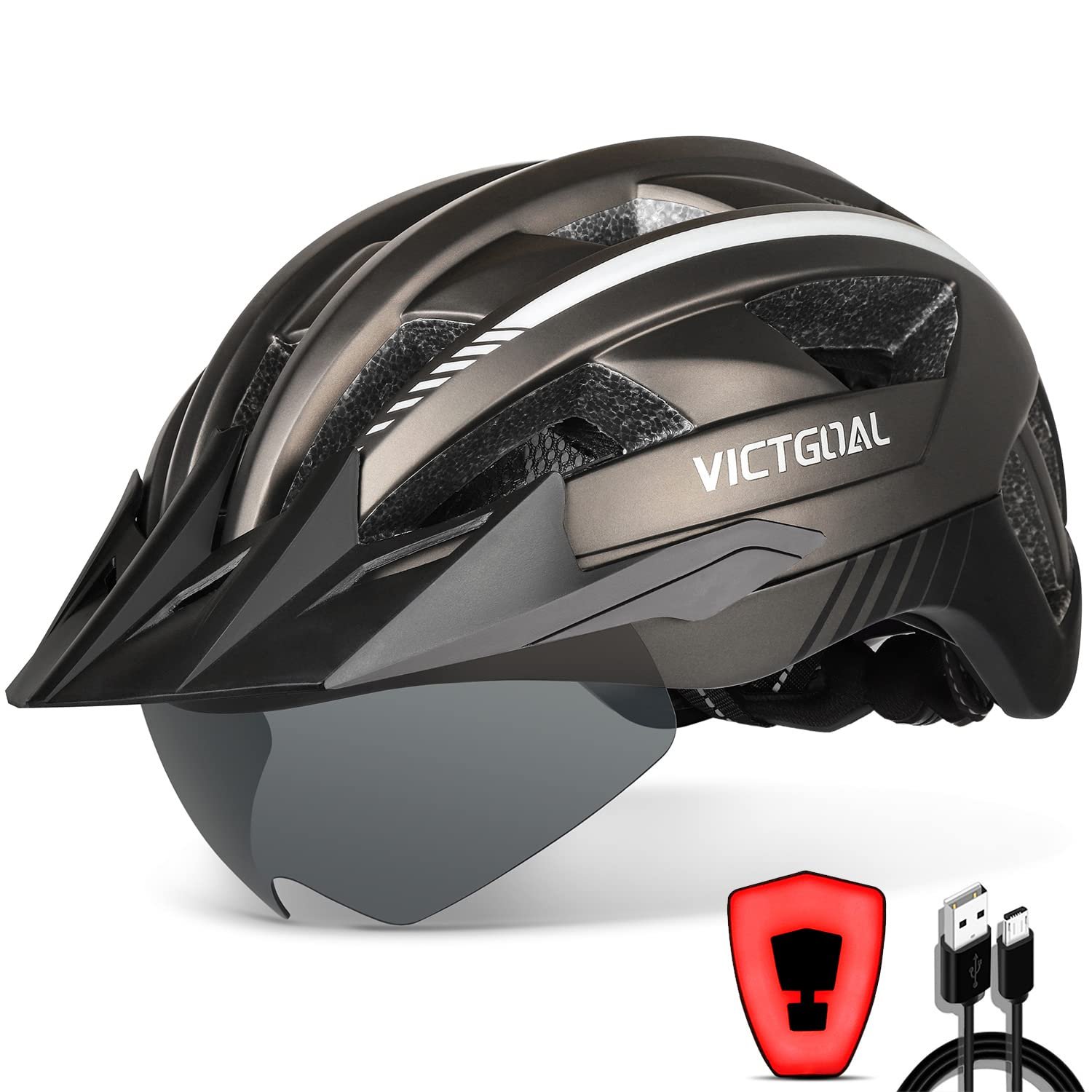 Шолом VICTGOAL Велосипедний MTB знімні магнітні окуляри та козирок, 21 вентиляційний канал, фото №1