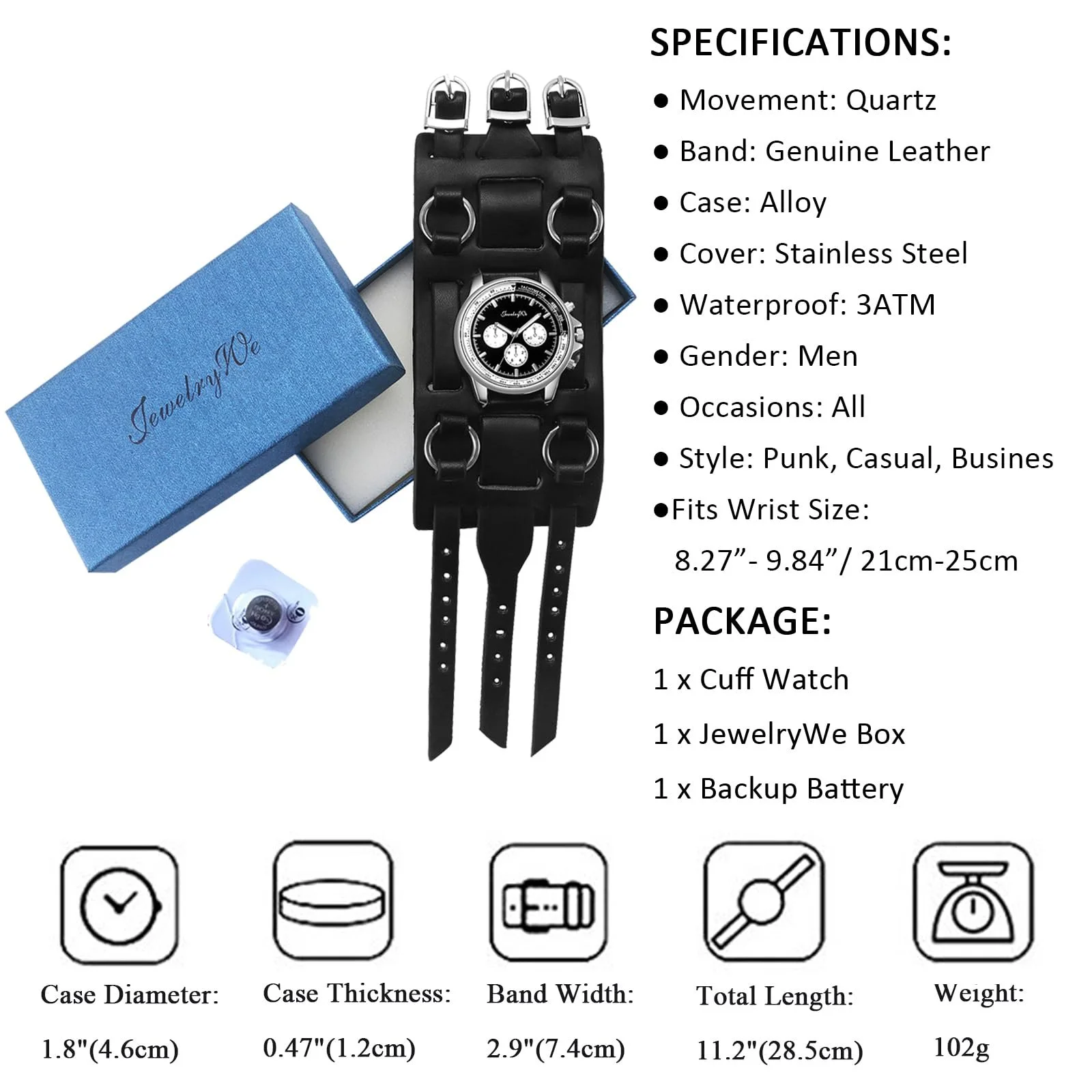 Чоловічий аналоговий кварцовий годинник JewelryWe Спортивний, фото №6 Чоловічий аналоговий кварцовий годинник JewelryWe Спортивний, фото №6