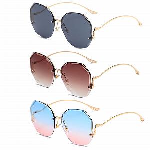 Сонцезахисні Окуляри Жіночі BSITSSS Набір з 3 Безоправні Ретро Прозорі Лінзи Безкаркасні 3 шт. - Фото 1