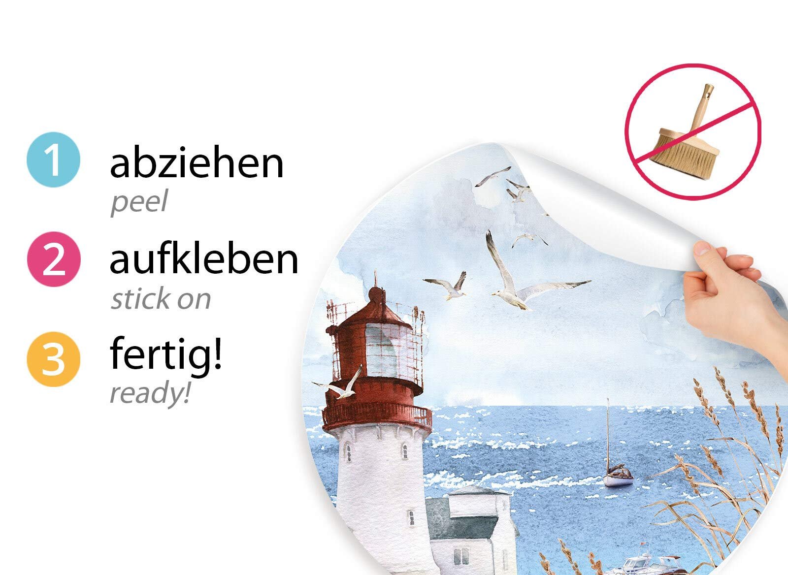 Наклейка на стіну Grandora Lighthouse Seagulls & Boats DL578 M 60 см, фото №4