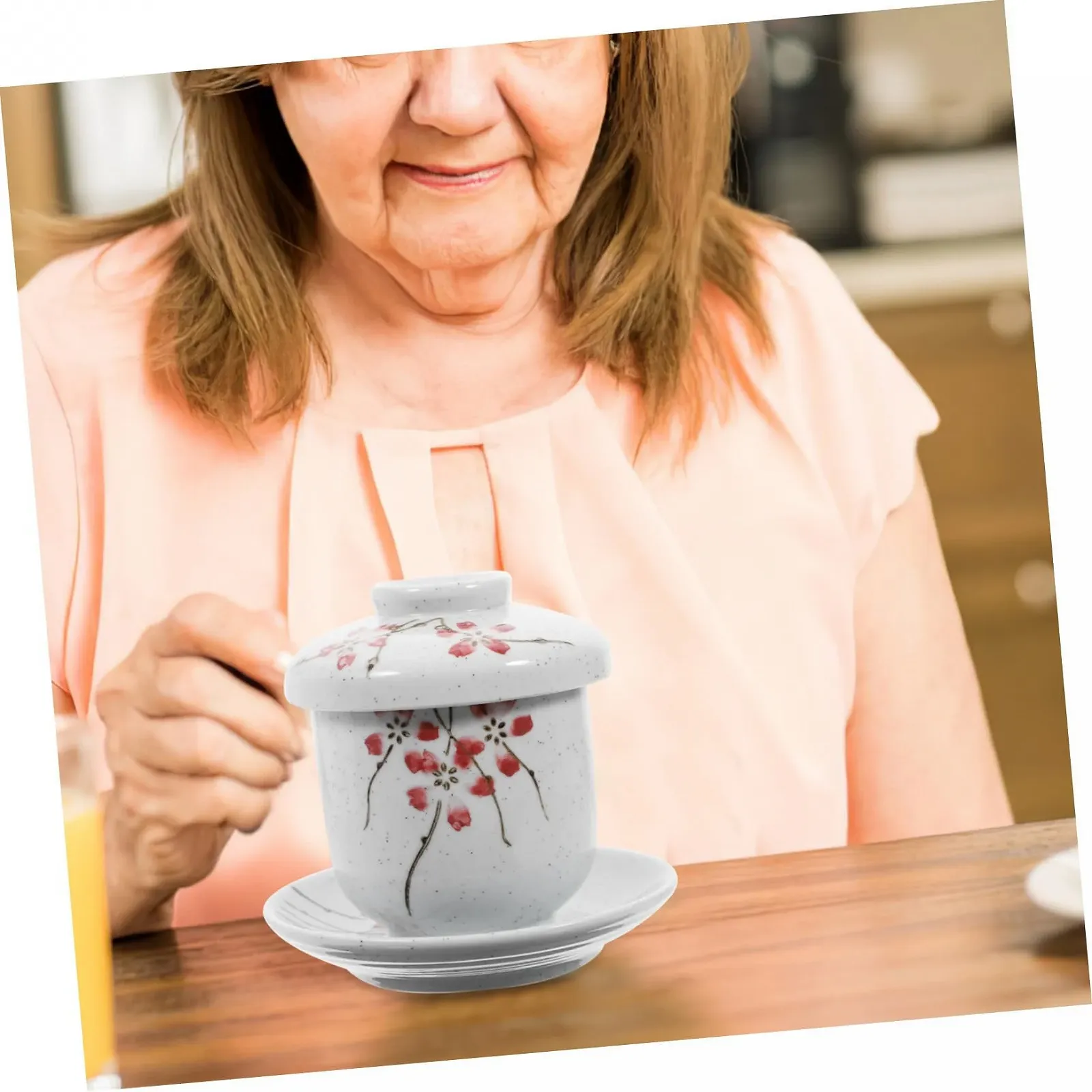 Чаша для супа Gatuida керамическая с крышкой маленькая японская Белая, фото №7