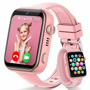 Детские Smartwatch 4G с видеозвонком и телефоном, IP68 водонепроницаемые, голосовой чат, WhatsApp, WiFi, GPS, SOS, SMS, школьный режим, шагомер, будильник сна для девочек - Фото 1