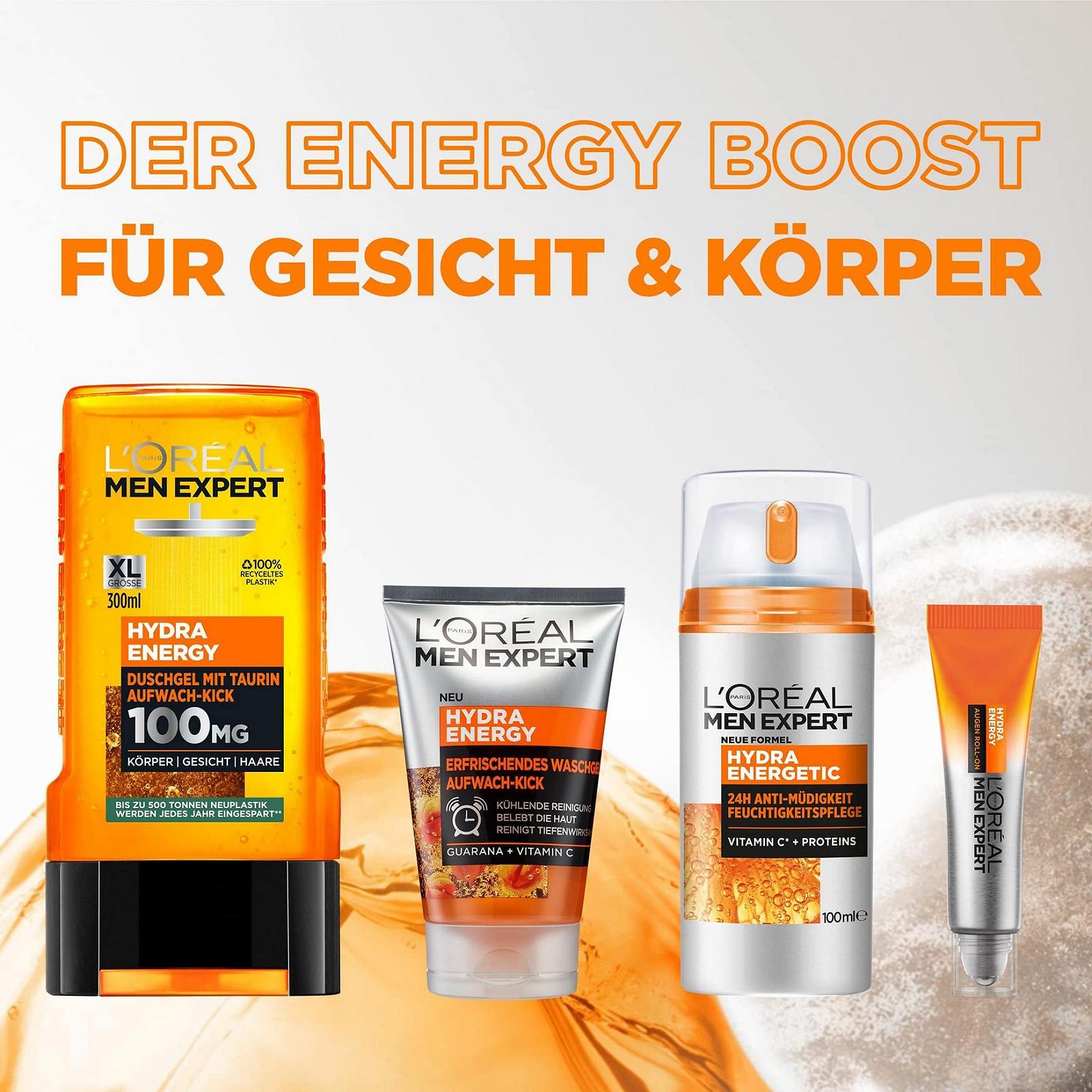 Крем для обличчя L'Oréal Men Expert Hydra Energy XXL підбадьорливий зволожувальний 24H Anti-Fatigue з вітаміном C 100 мл, фото №11 Крем для обличчя L'Oréal Men Expert Hydra Energy XXL підбадьорливий зволожувальний 24H Anti-Fatigue з вітаміном C 100 мл, фото №11