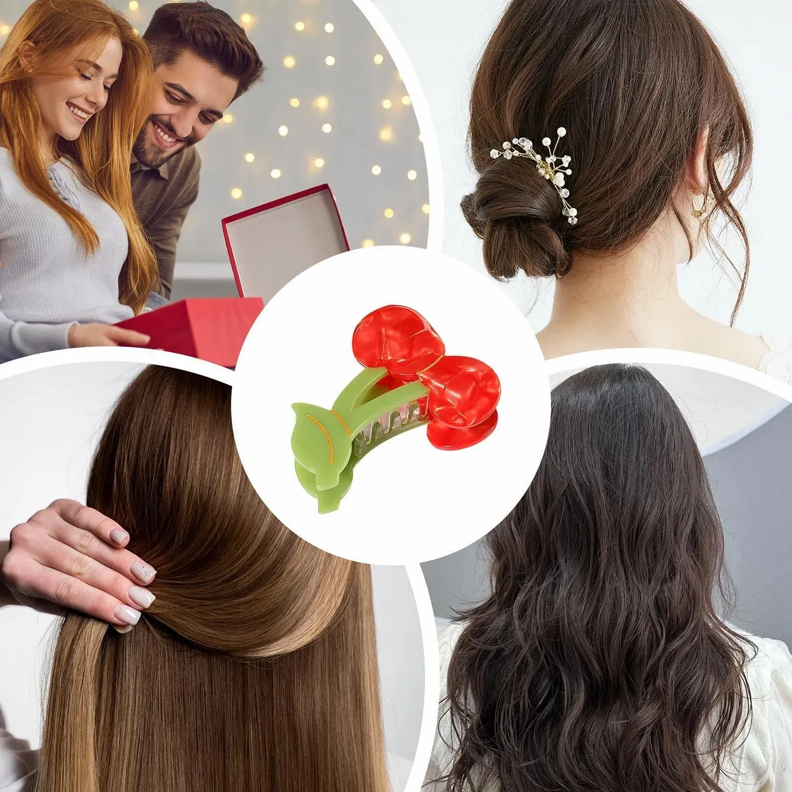 Заколка для волос Вишня Abs Красный, фото №4 Заколка для волос Вишня Abs Красный, фото №4