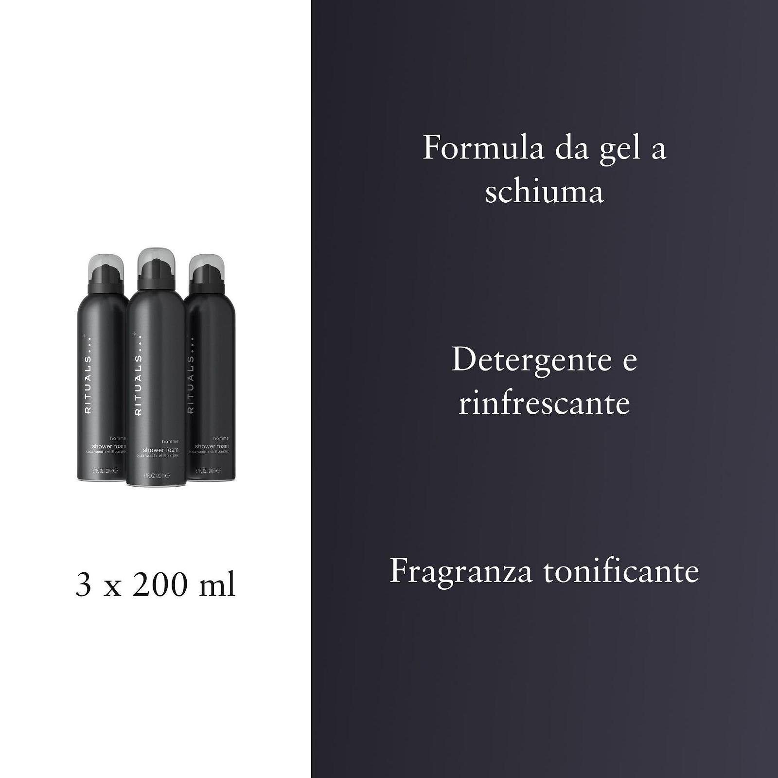 Набір гелів-пінок для душу Rituals Homme 3 x 200 мл із кедровим деревом та вітаміном E, фото №3