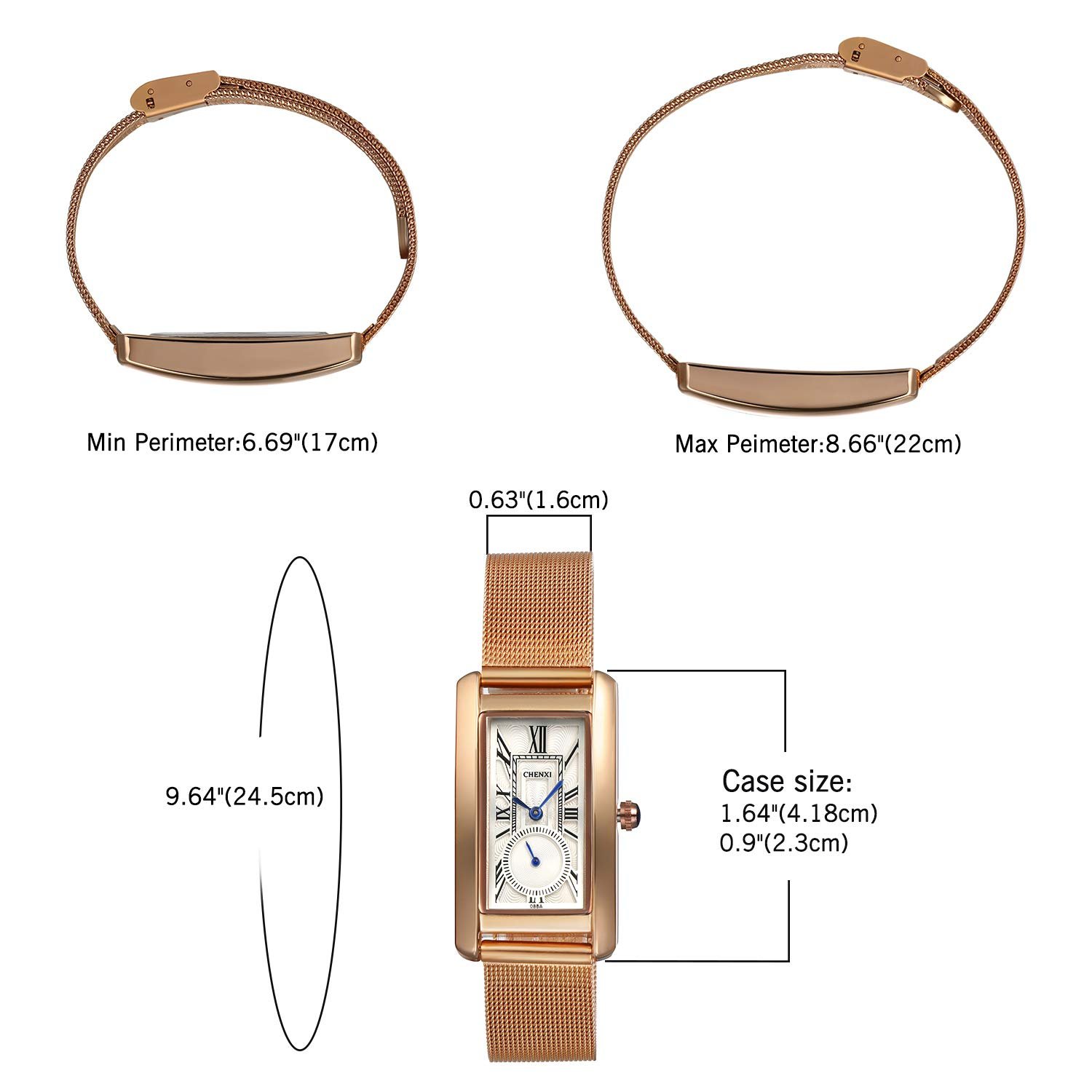 Женские часы JewelryWe Кварцевые Аналоговые Прямоугольный Циферблат с Римскими Цифрами Черный/Белый, фото №6 Женские часы JewelryWe Кварцевые Аналоговые Прямоугольный Циферблат с Римскими Цифрами Черный/Белый, фото №6