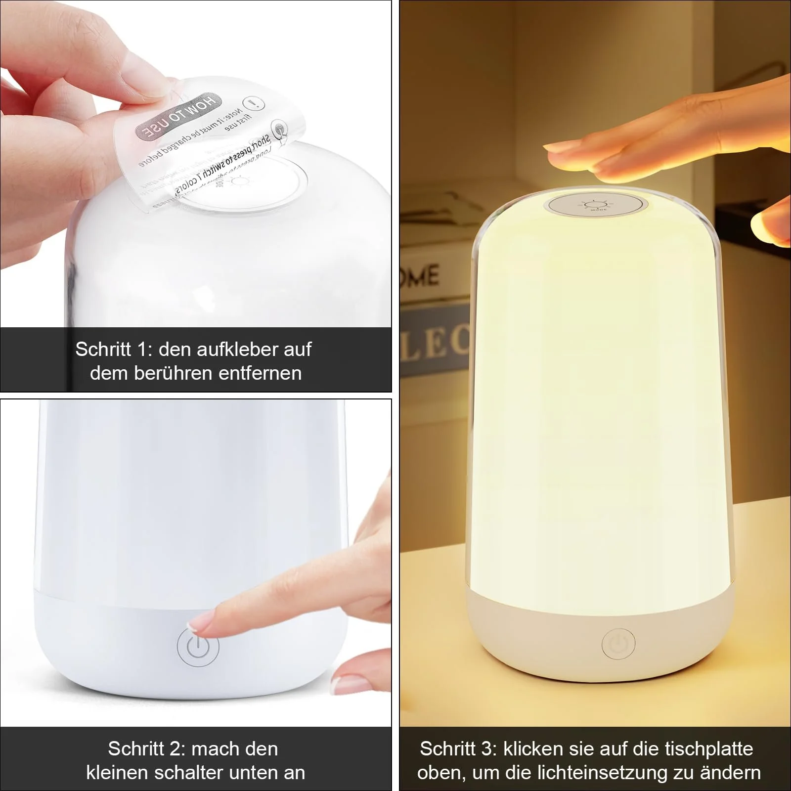 Приліжкова лампа FRIDEKO HOME Touch Dimmable RGB LED акумуляторна бездротова, фото №8