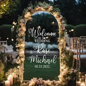 Наклейка на дзеркало Wedding Welcome to Our Wedding Персоналізована 14 x 19 дюймів - Фото 1
