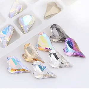 Стрази для нігтів Форма Гостре Прикраса для нігтів Серце 3D Кристал Скло 50 шт Фіолетовий Світлий synthetic.ua - Фото 1