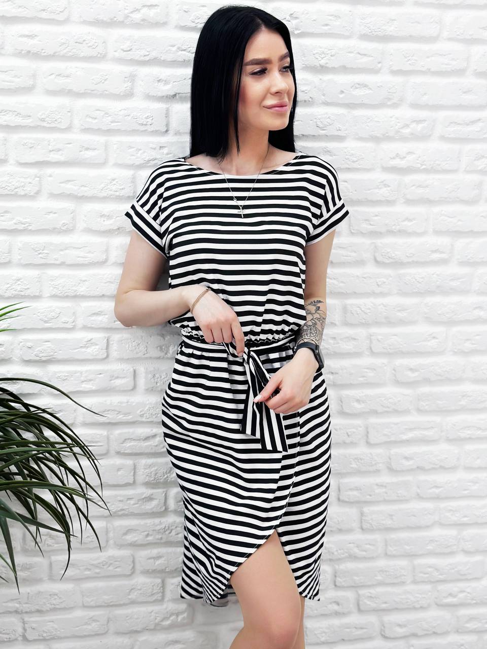 Женское летнее стильное платье в полоску GF04172 цвет черный размер 46/48, фото №3 Женское летнее стильное платье в полоску GF04172 цвет черный размер 46/48, фото №3