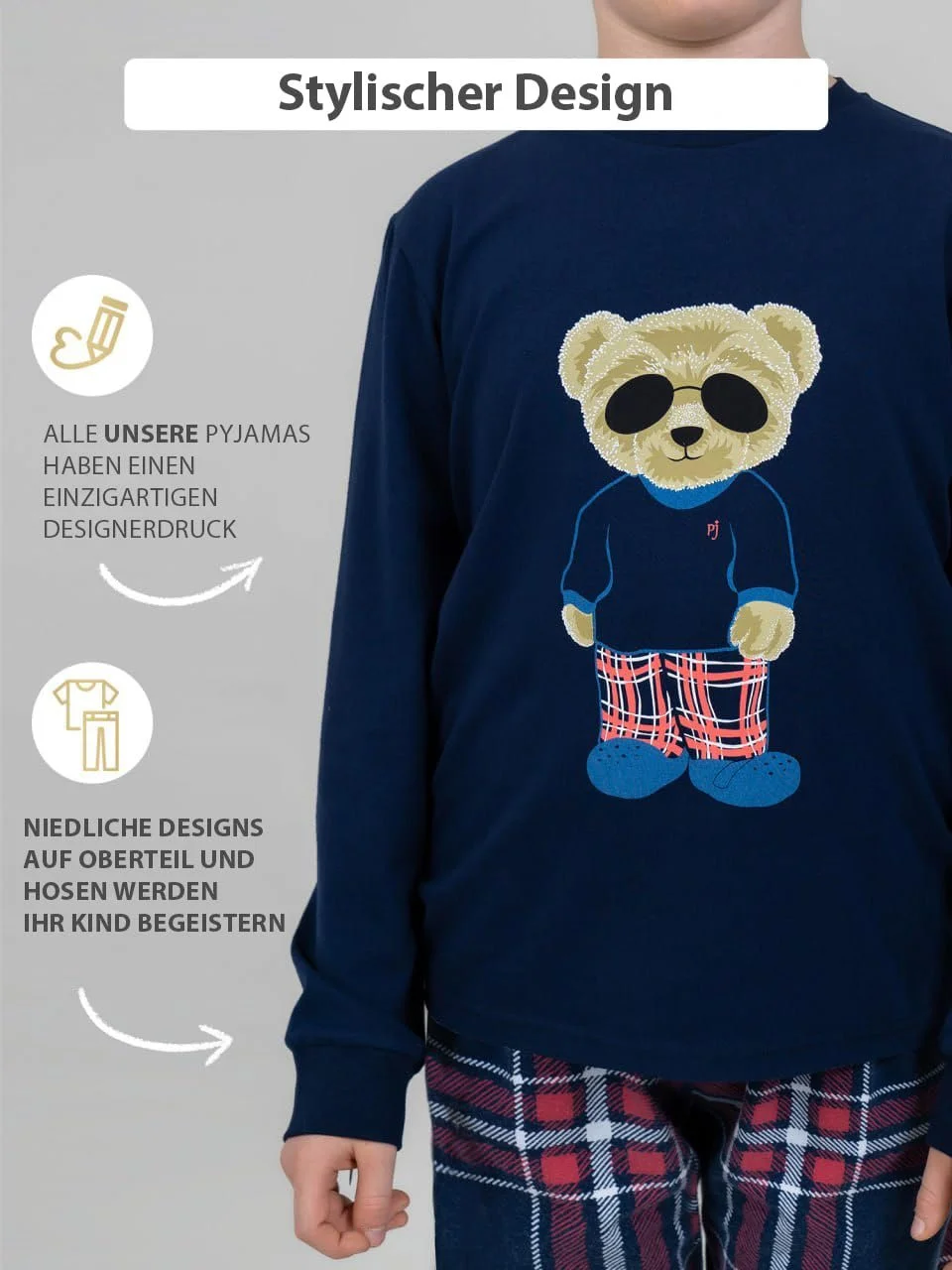 Піжама Rocks Me Baby Комплект дитячий однотонний верх з круглим вирізом та картаті штани Бавовняна, фото №5 Піжама Rocks Me Baby Комплект дитячий однотонний верх з круглим вирізом та картаті штани Бавовняна, фото №5