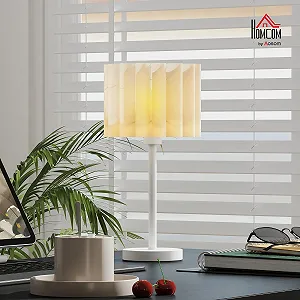 Настільна лампа HOMCOM з хвилястим абажуром E27 Біла synthetic.ua - Фото 1