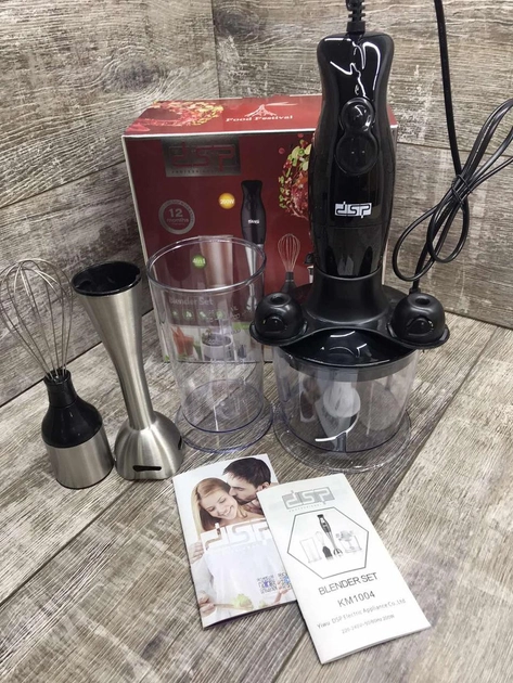 Блендер 4в1 DSP KM-1004 погружной со съемной ножкой 2 насадками скорости 200 Вт Чёрный, фото №8 Блендер 4в1 DSP KM-1004 погружной со съемной ножкой 2 насадками скорости 200 Вт Чёрный, фото №8