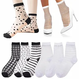 Шкарпетки з рюшами, 6 пар, прозорі, тонкі - Фото 1