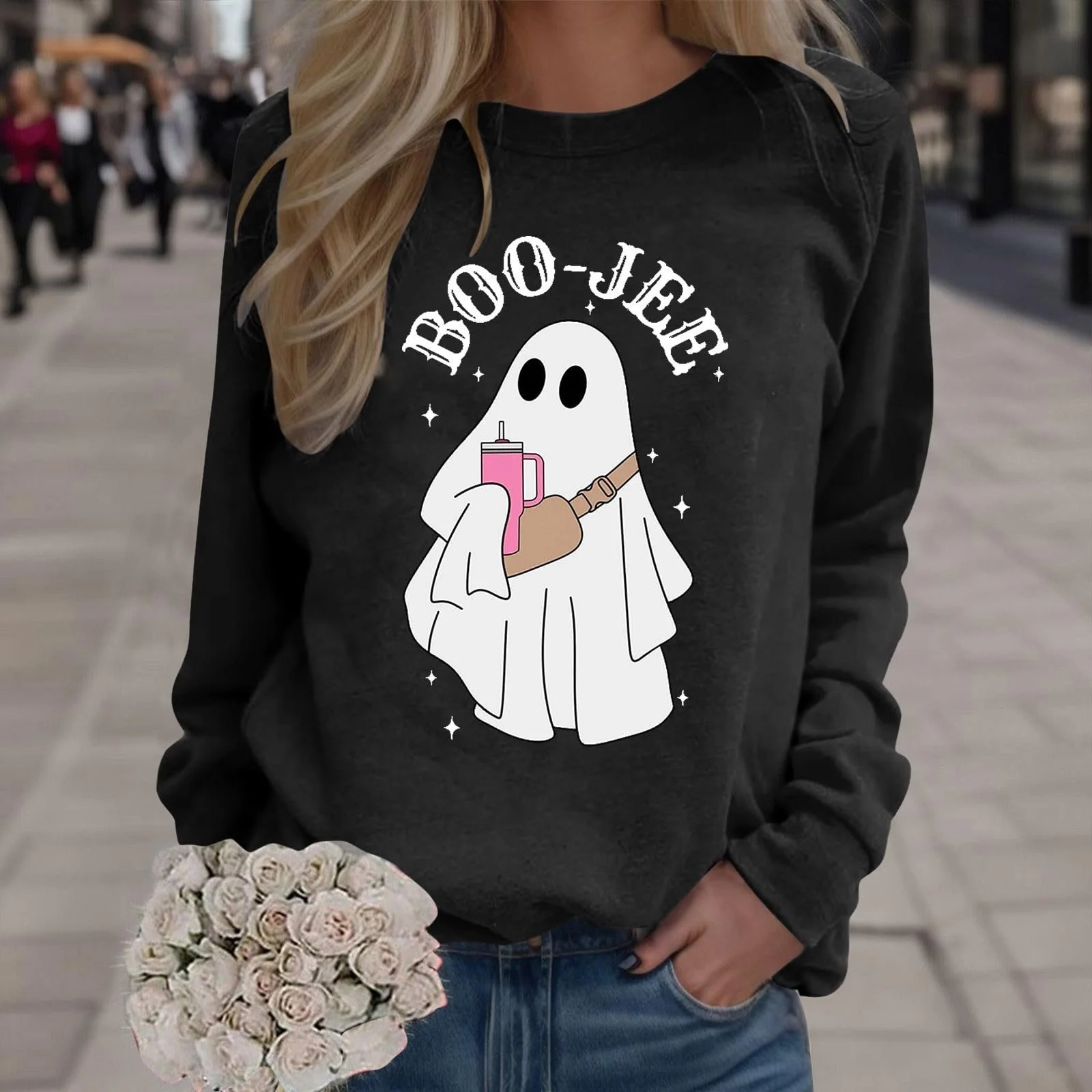 Хелловін Світшот YueYue Жіночий з гарбузом, з принтом, фото №3 Хелловін Світшот YueYue Жіночий з гарбузом, з принтом, фото №3