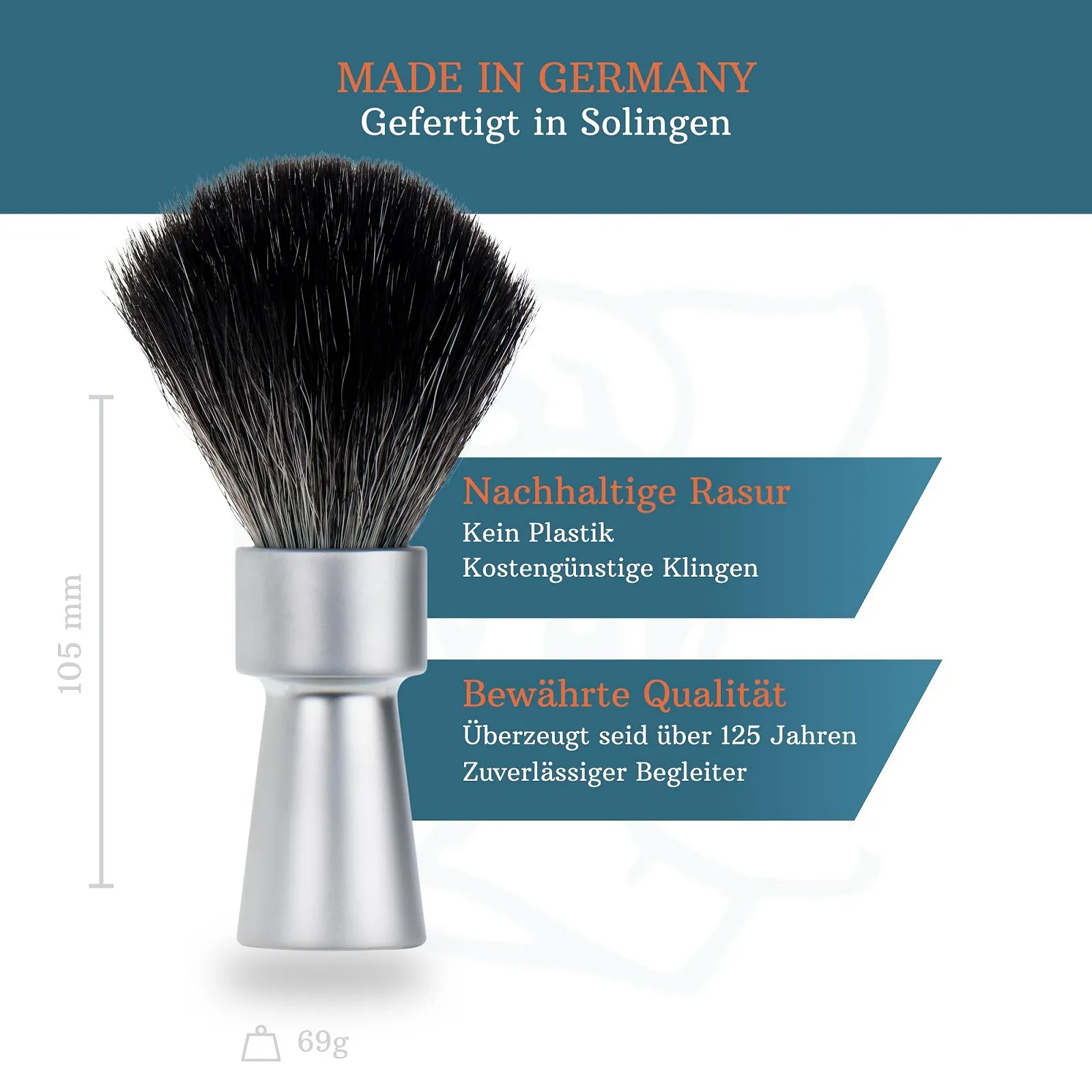 Помазок для бритья MERKUR 1100 Black Fibre Синтетический Алюминиевая ручка Матовый хром, фото №3 Помазок для бритья MERKUR 1100 Black Fibre Синтетический Алюминиевая ручка Матовый хром, фото №3