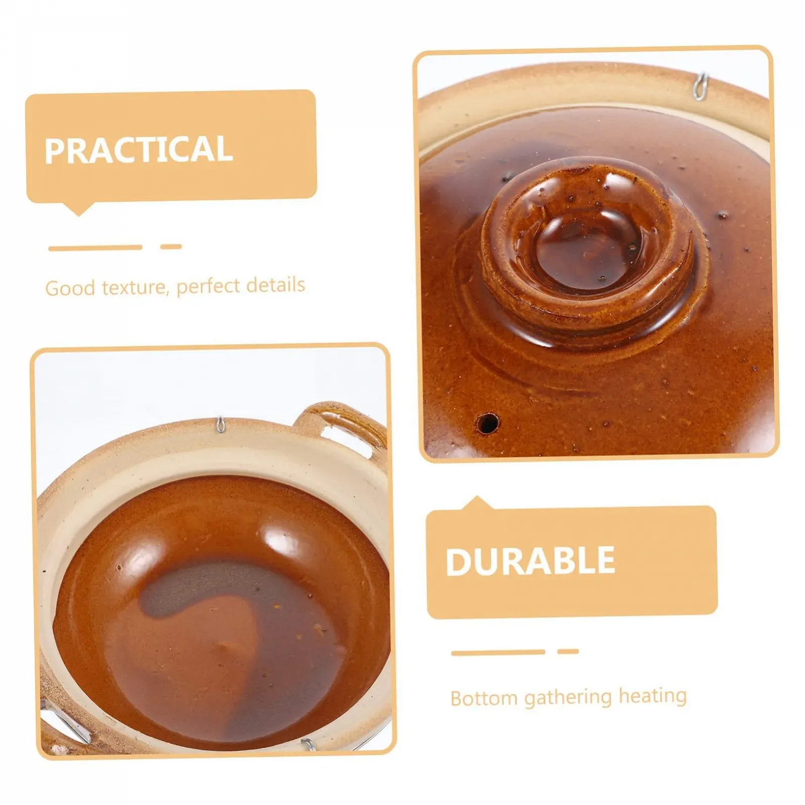 Глиняная форма SOIMISS термостойкая с двумя ручками универсальная для супов и рагу, фото №4