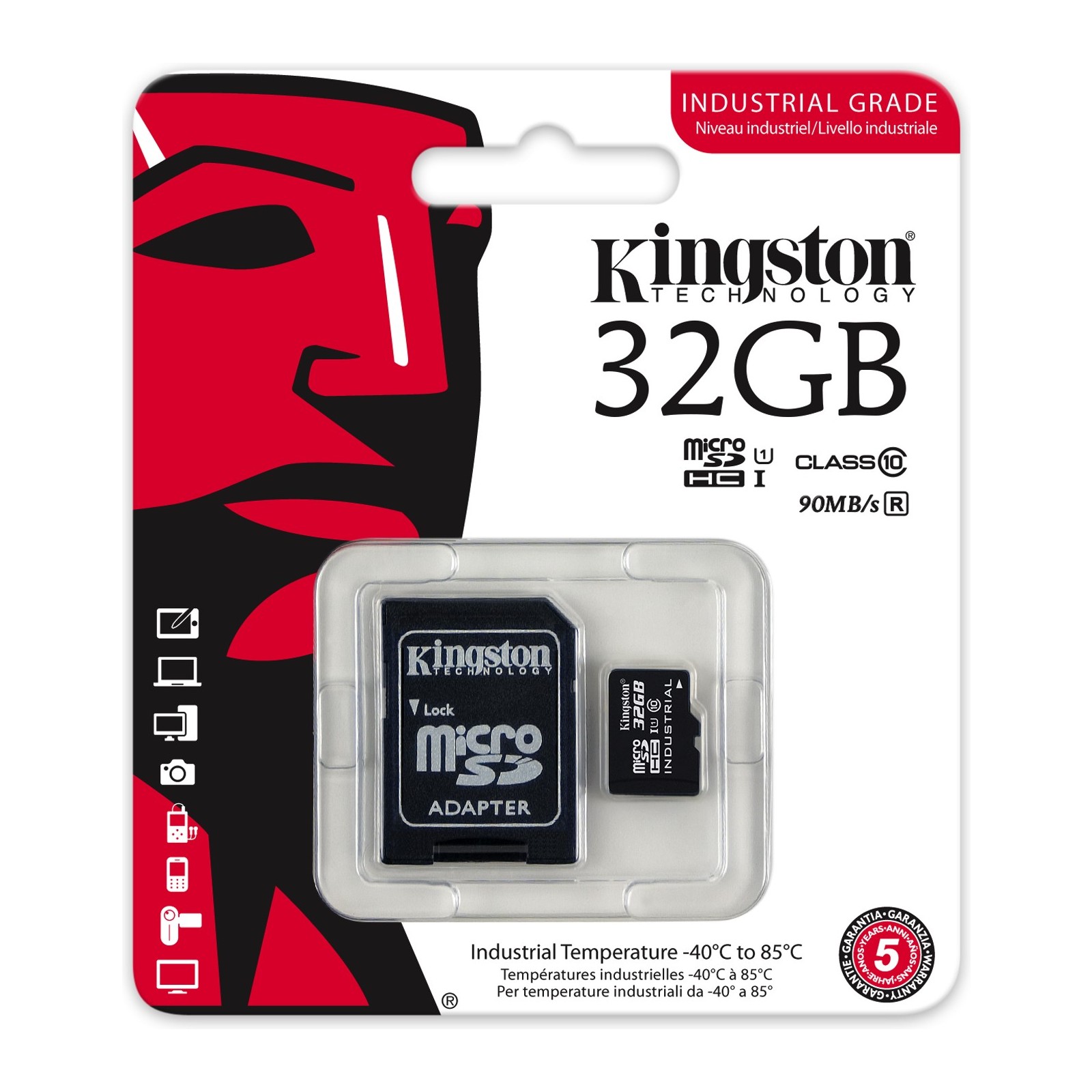 Карта памяти Kingston microSDHC 32GB Class 10 UHS-I Industrial Temperature Card SD адаптер SDCIT/32GB, фото №3