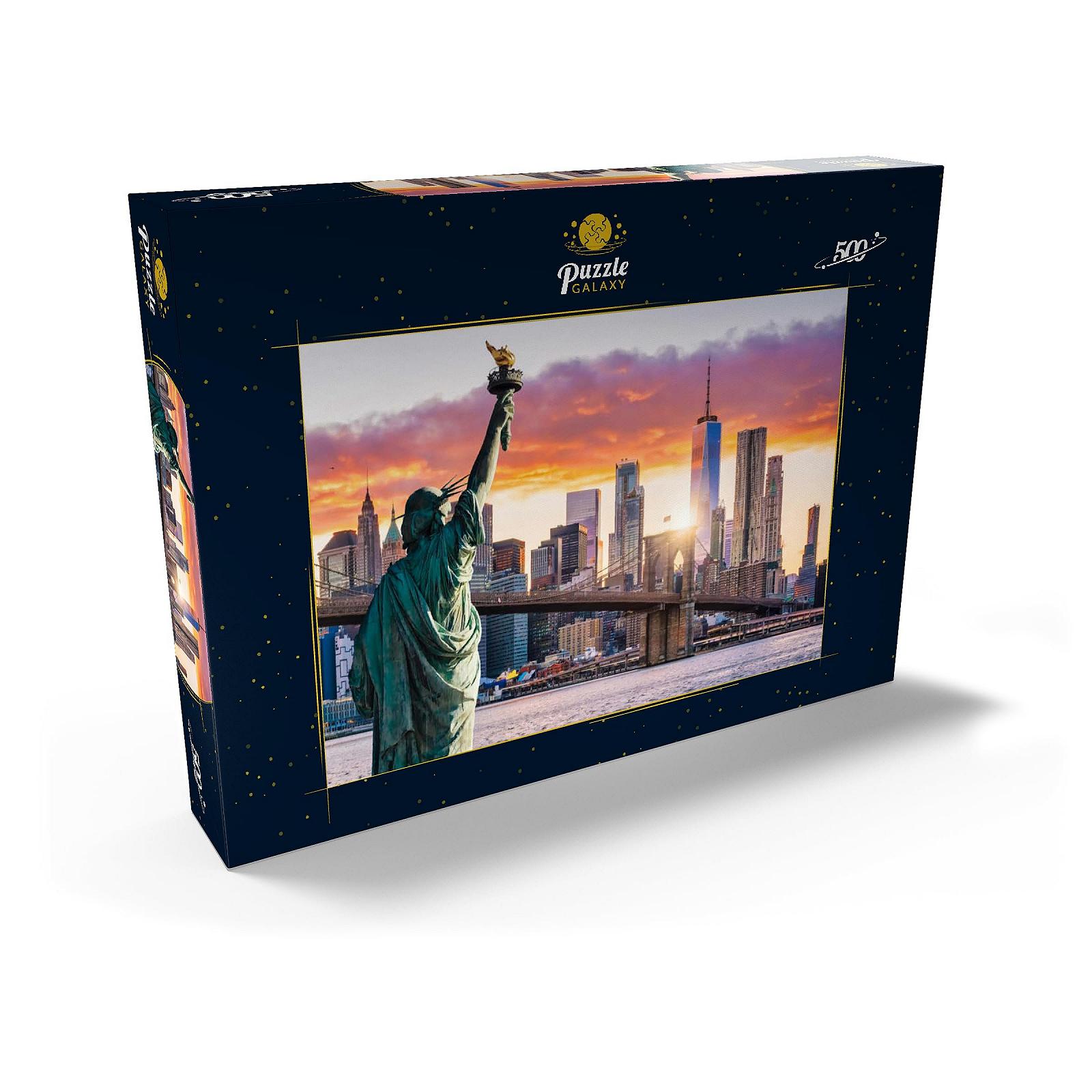 Пазл MyPuzzle Special Collection by Puzzle Galaxy Statue of Liberty and New York City Silhouette at Sunset, USA 500 деталей, фото №2