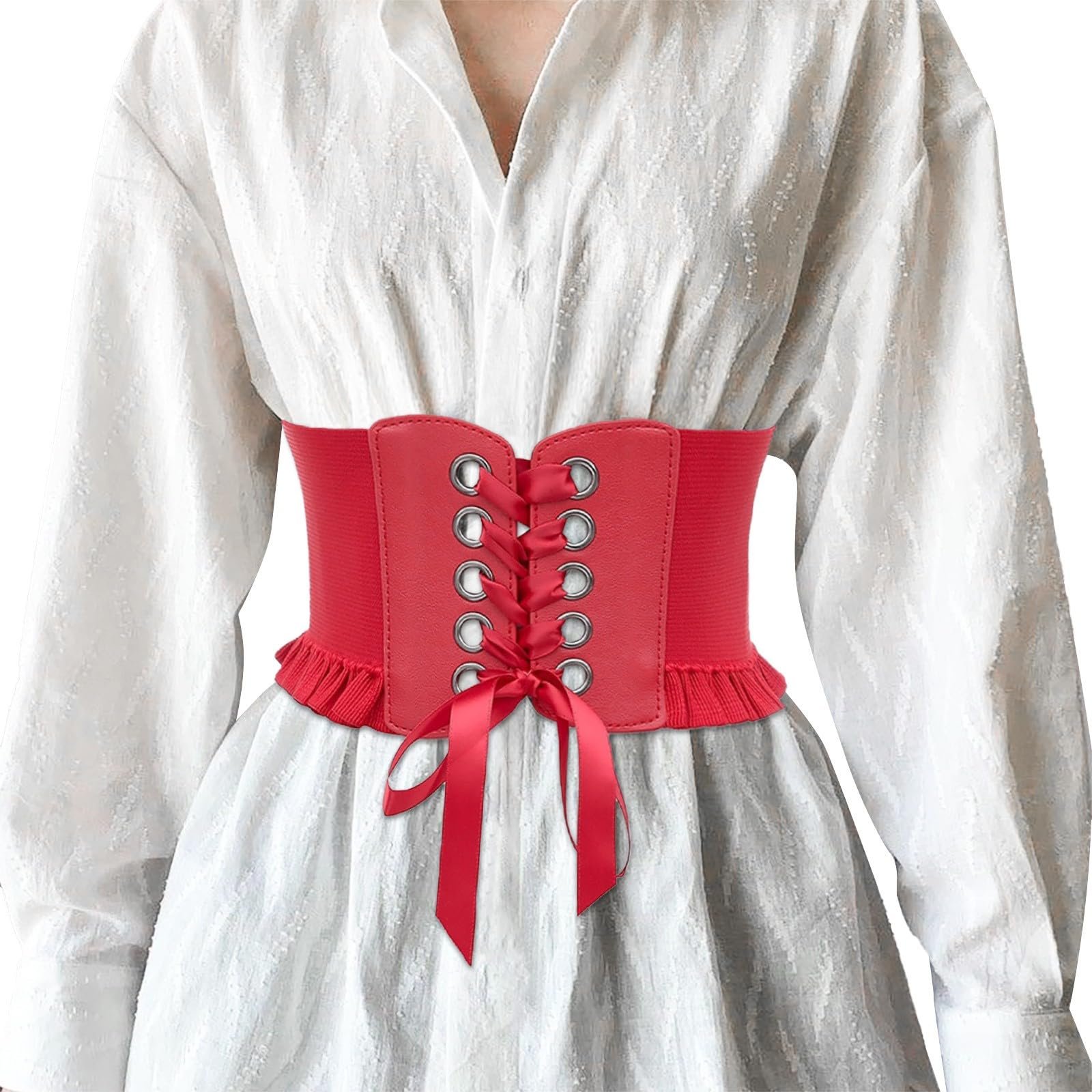 Поясной ремень женский корсет широкий ремень-обертка Obi для шнуровки Punk Metal Waist Chain Belt цепочка женский корсетный ремень, черный пояс для талии для женщин, фото №3