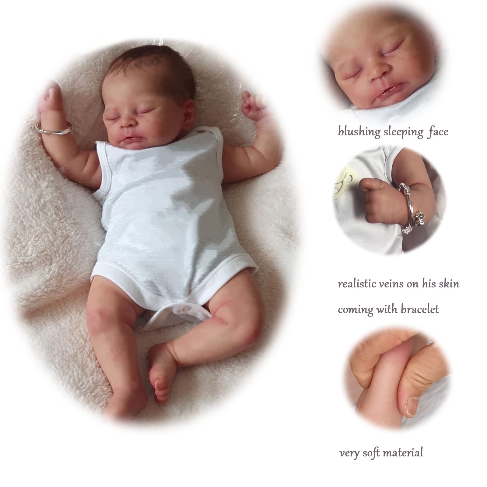 Кукла Zero pam Reborn Baby 21 Inch Soft Silicone Baby Boy Lifelike Sleeping Soft Body Baby Alive, фото №1