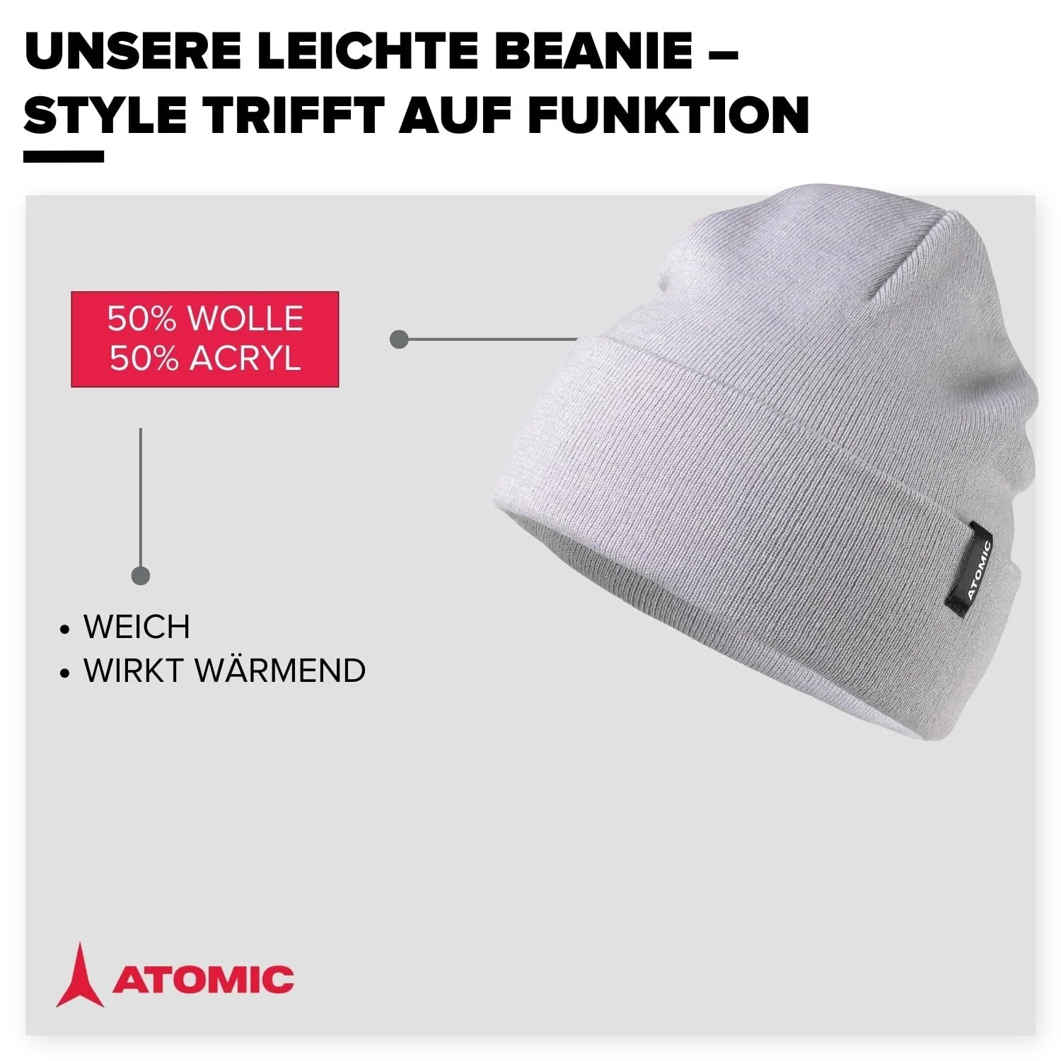 Шапка ATOMIC Alps Kids с закатанным краем, унисекс, фото №3 Шапка ATOMIC Alps Kids с закатанным краем, унисекс, фото №3