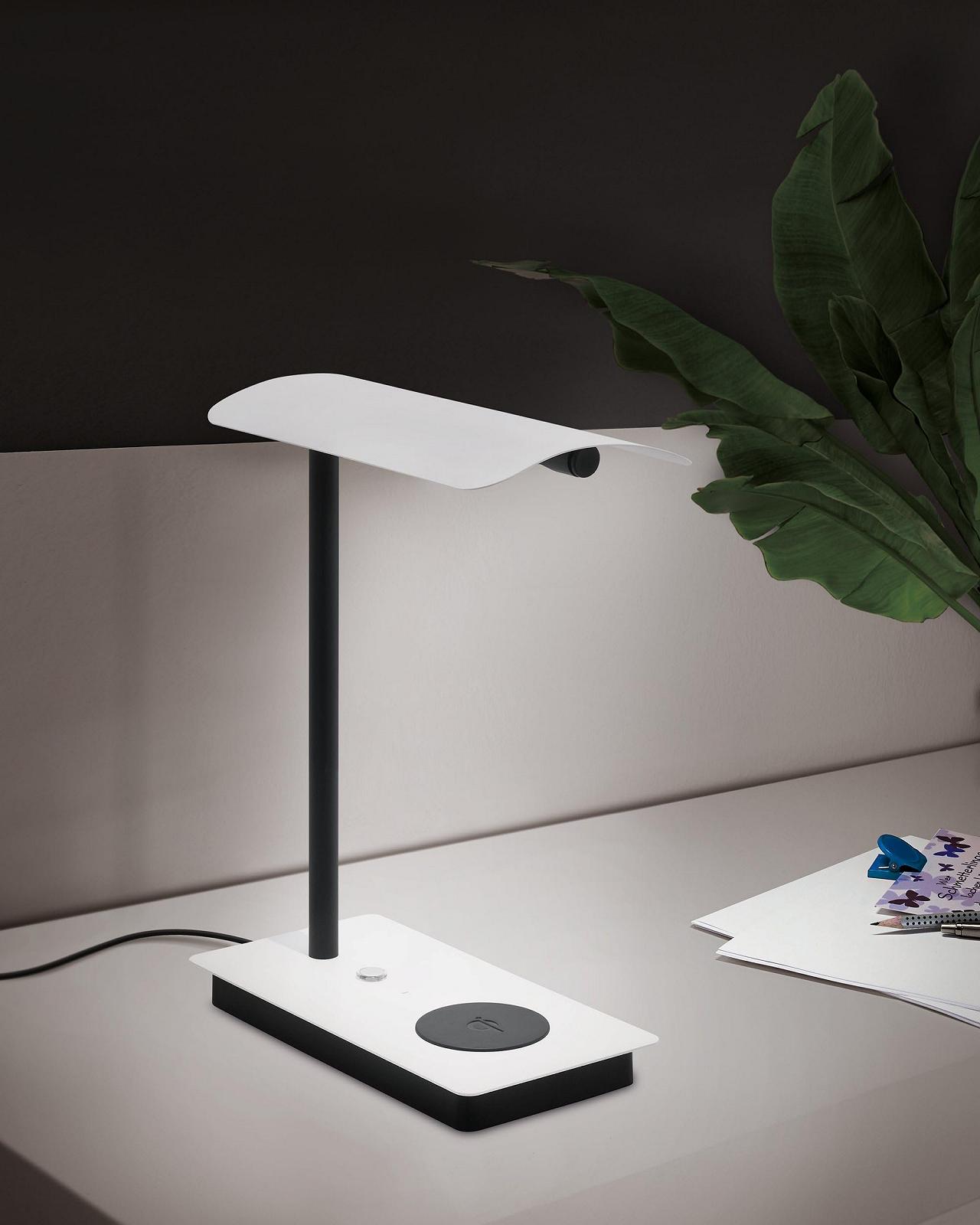 Настільна лампа EGLO Arenaza LED Touch QI-зарядка Димування Металева Тепле біле Біла, чорна, фото №2