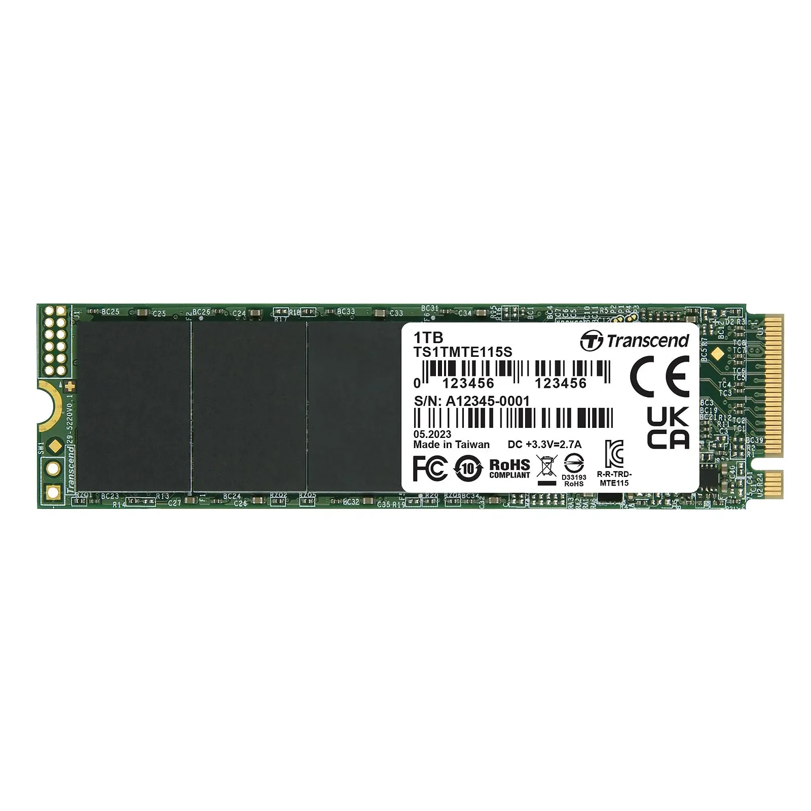 Внутренний SSD Transcend MTE115S 1 ТБ M.2 2280 NVMe PCIe Gen3x4 3D NAND DRAM-Less, фото №1 Внутренний SSD Transcend MTE115S 1 ТБ M.2 2280 NVMe PCIe Gen3x4 3D NAND DRAM-Less, фото №1