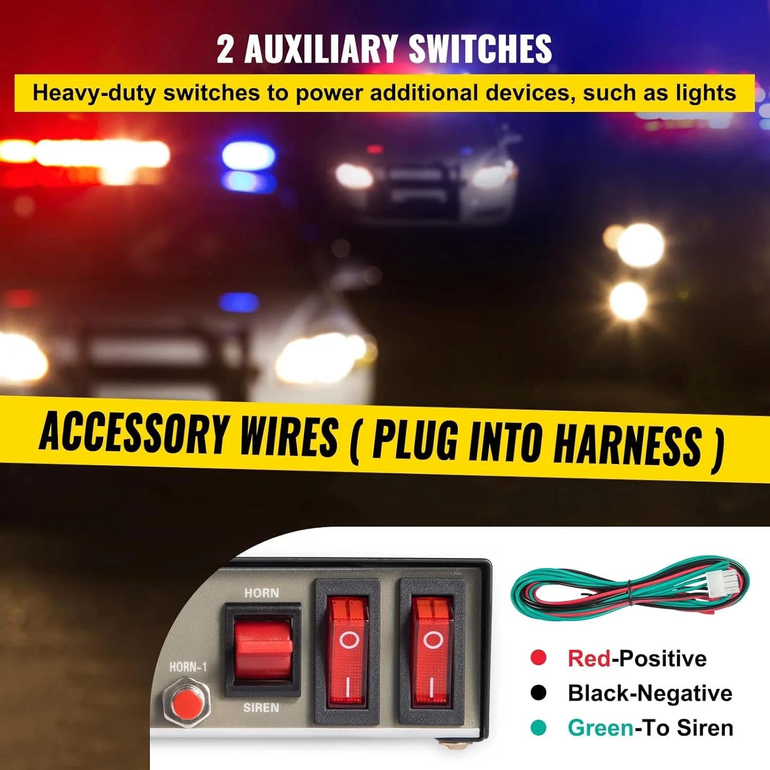 Комплект предупредительной сигнализации VEVOR / 7 тонов / 125дБ / 200 Вт / Черный, фото №5 Комплект предупредительной сигнализации VEVOR / 7 тонов / 125дБ / 200 Вт / Черный, фото №5