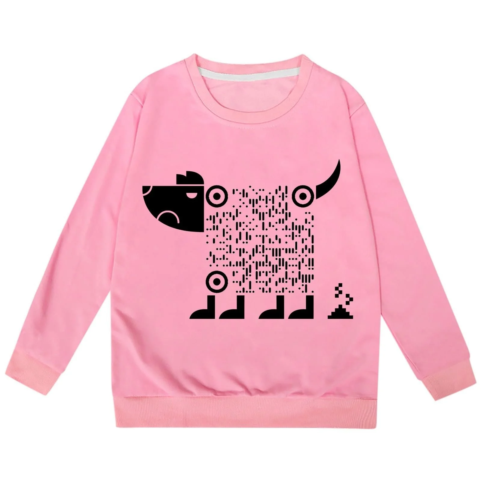 Детский рождественский джемпер 134, свитшот для девочки 122 - Топ с длинными рукавами и капюшоном с круглым вырезом и рождественским принтом с QR-кодом для детей, фото №2