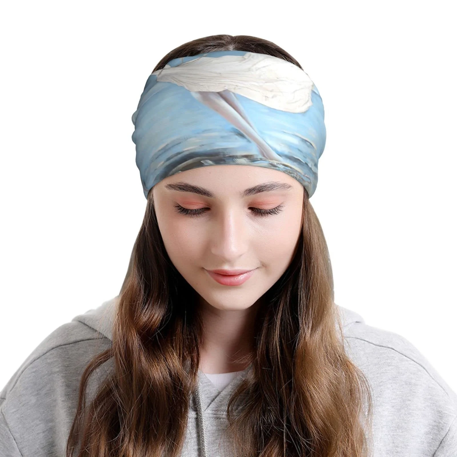 Багатофункціональна шапка-біні ESASAM з малюнком дівчинки на вітряному пляжі, фото №5