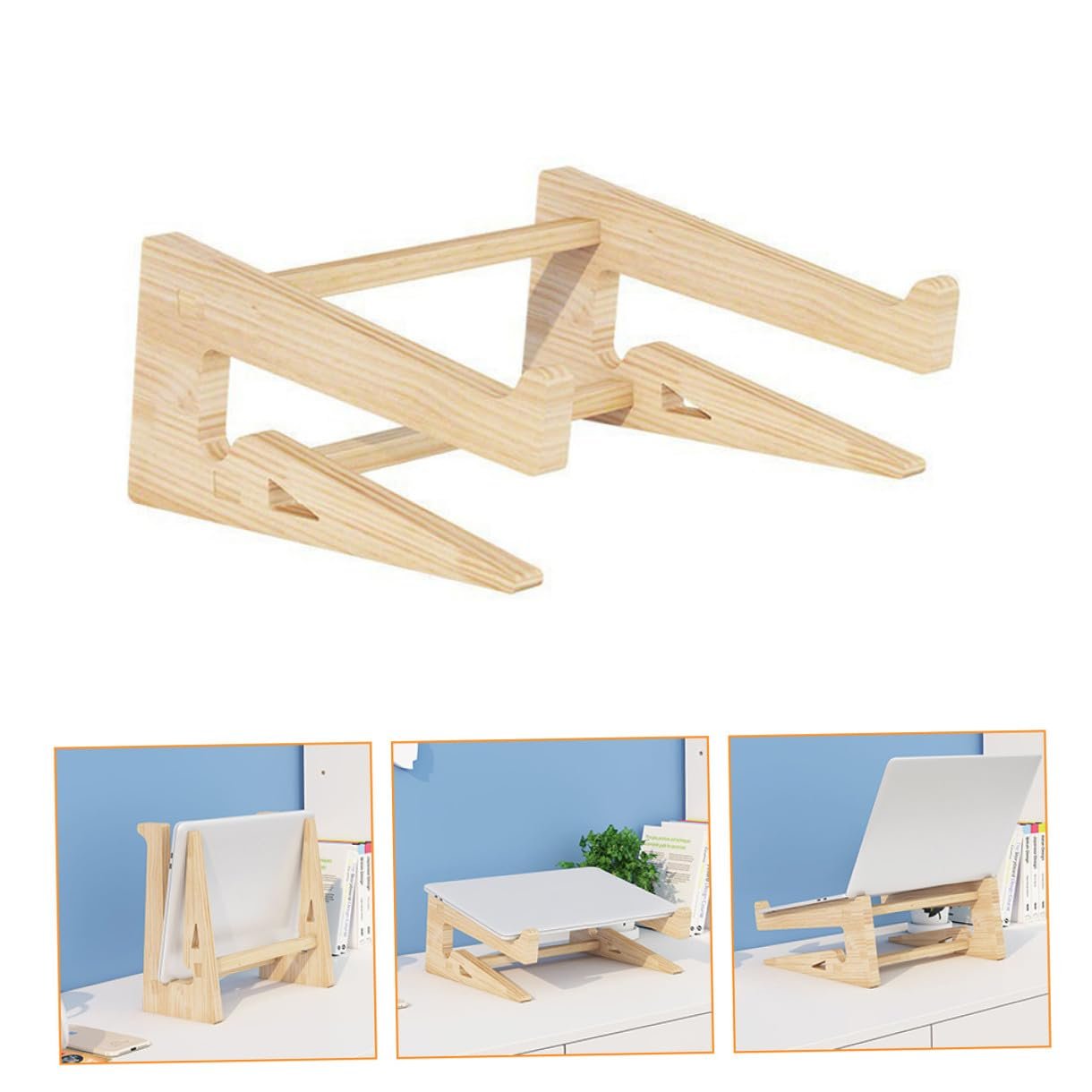 Практичная подставка для ноутбука из массива дерева, эргономичный держатель для компьютера для ноутбуков, открытый дизайн для естественной вентиляции, улучшенная осанка, стабильная настольная подставка, фото №9