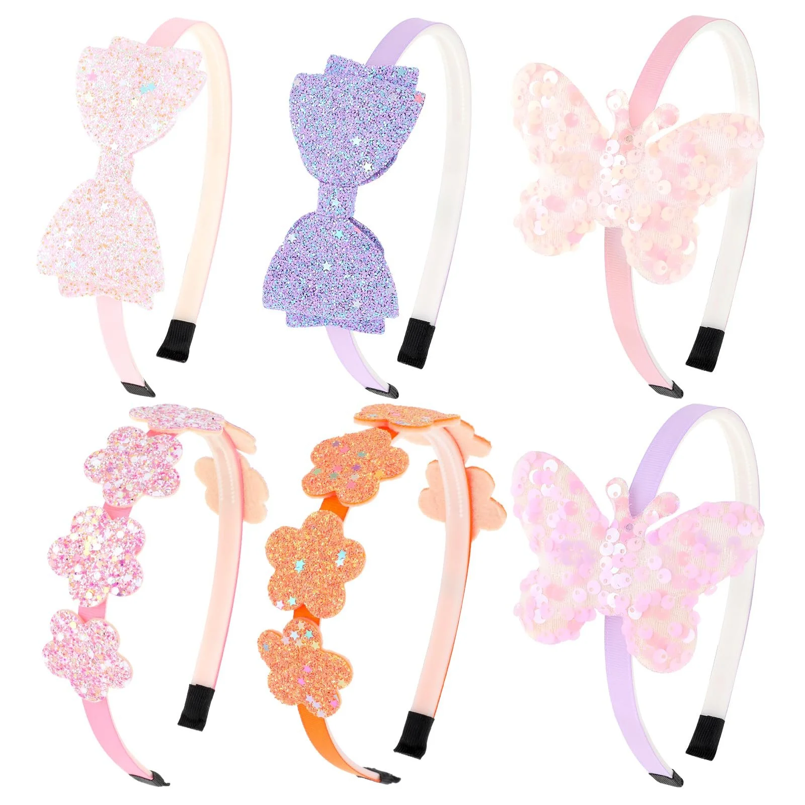 Обруч Блискучий Бант Метелик Квітковий Різнокольоровий, 6 шт, фото №5