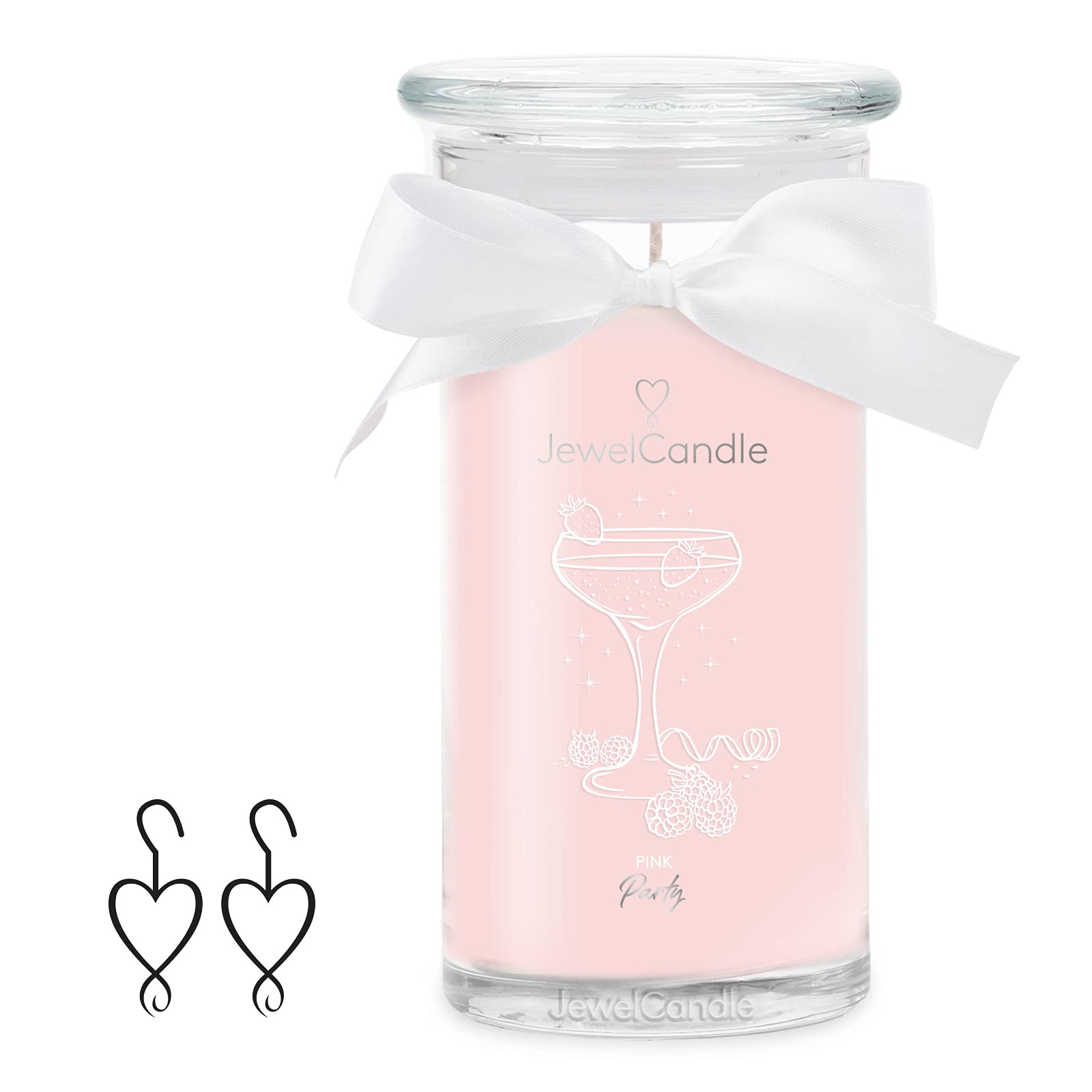 Свеча JewelCandle Pink Party Earrings Silver Большая Ароматическая Розовый, фото №1