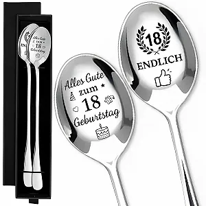 Ложка для кави з гравіюванням Alles Gute Zum 18 Geburtstag/Endlich 18 2 шт. - Фото 1