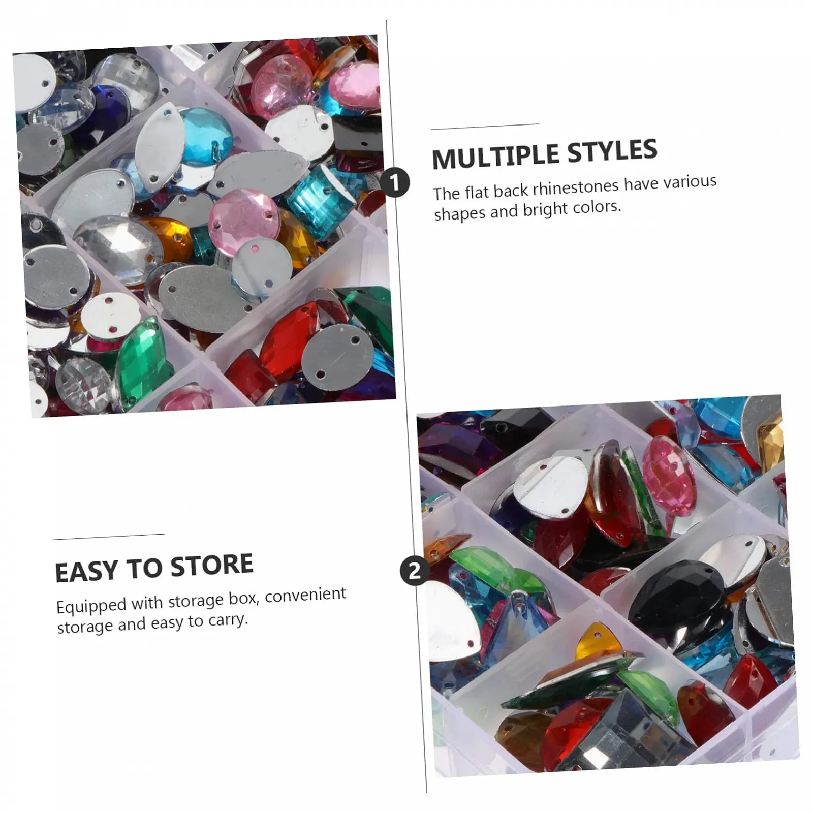 Стрази Плоскі Різнокольорові Акрилові з коробкою для зберігання, фото №6