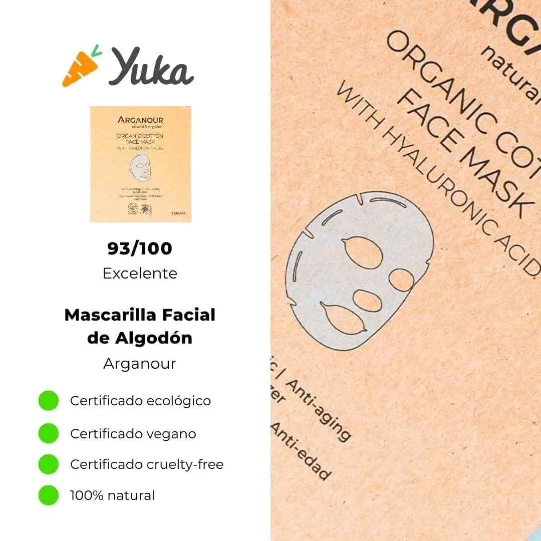 Органічна бавовняна маска для обличчя з гіалуроновою кислотою, фото №3