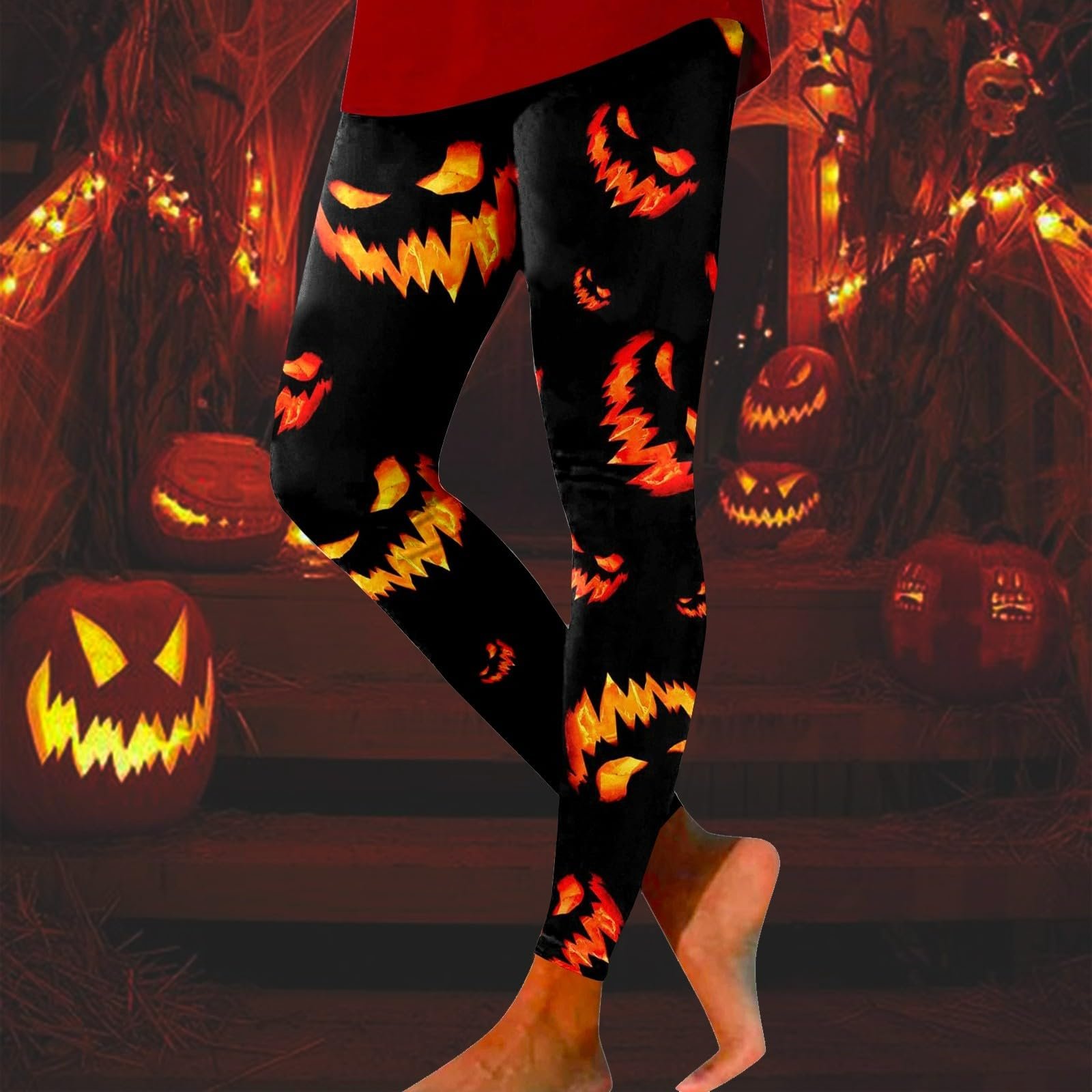 Легінси Спортивні bgyujn Halloween Тематичні Принт Обтислі Підвищена талія Для фітнесу Для дівчат 152, фото №3