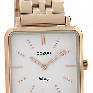 Женские часы Oozoo Vintage Квадратные Плоские 28 мм C9958, Розовое золото / белый, Браслет synthetic.ua - Фото 1