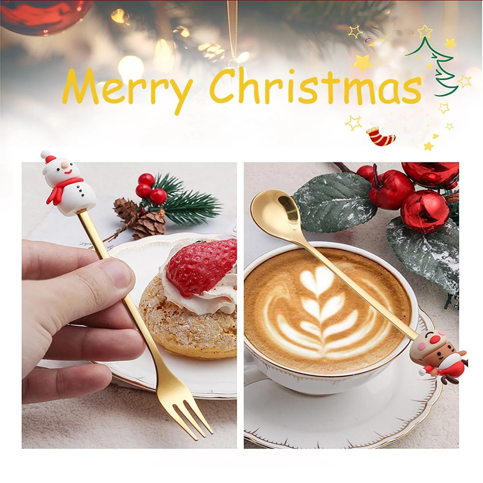 Набір столових приборів 6 шт Різдвяний, фото №5