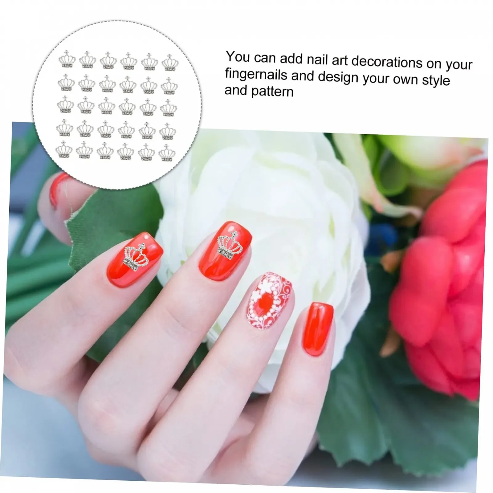 Наклейки для нігтів Стрази Корони 30 шт., фото №6