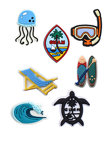 Джибитсы море серфинг отдых пляж солнце жара лето Jibbitz 7 шт аксессуары крокс украшение - Фото 1