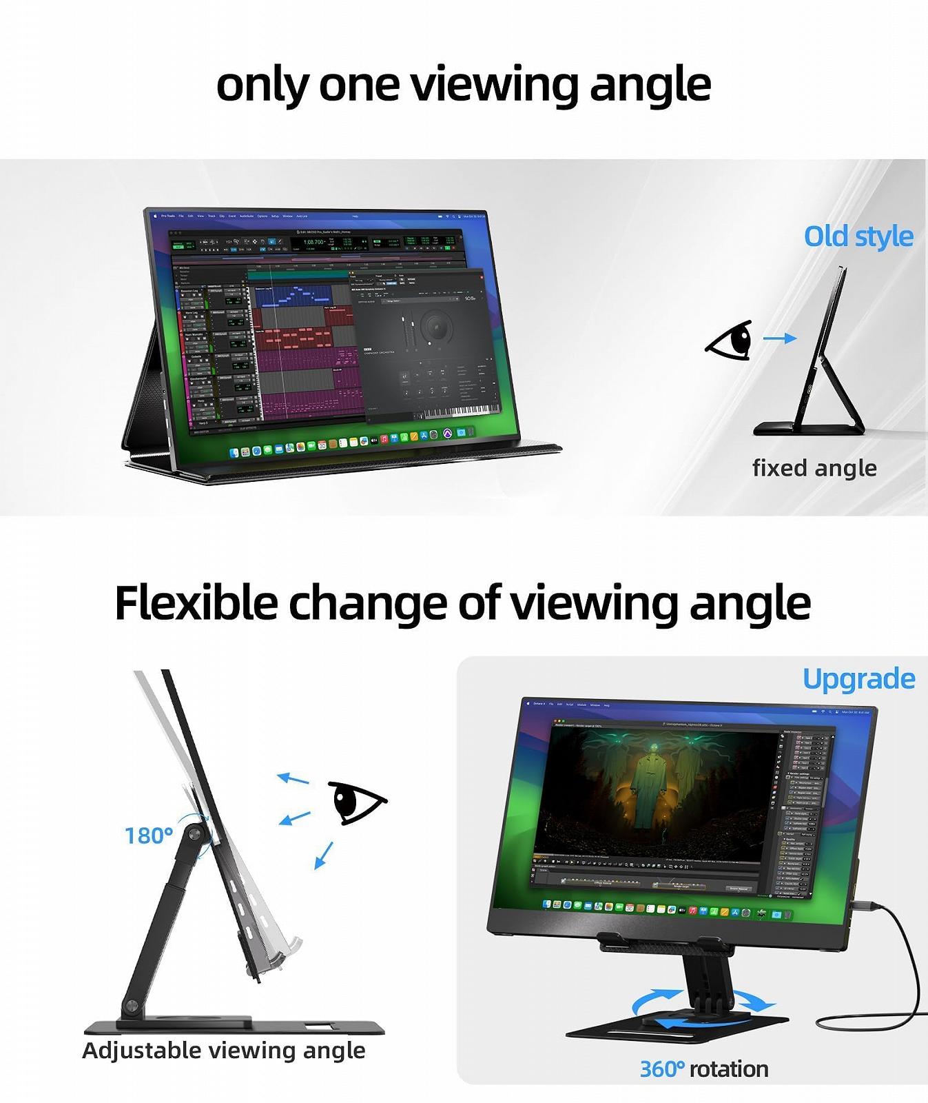 Монітор ByteTecpeak Портативний 15.6 Дюймів 1920 x 1080 FHD IPS Дисплей USB Type C HDMI З Підставкою, фото №4