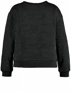 Женский свитшот Samoon с кулиской, аппликацией, длинными рукавами, однотонными манжетами synthetic.ua - Фото 1