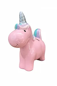 Скарбничка Керамічна Єдиноріг 16,5 x 7 x 17 см Рожева - Фото 1