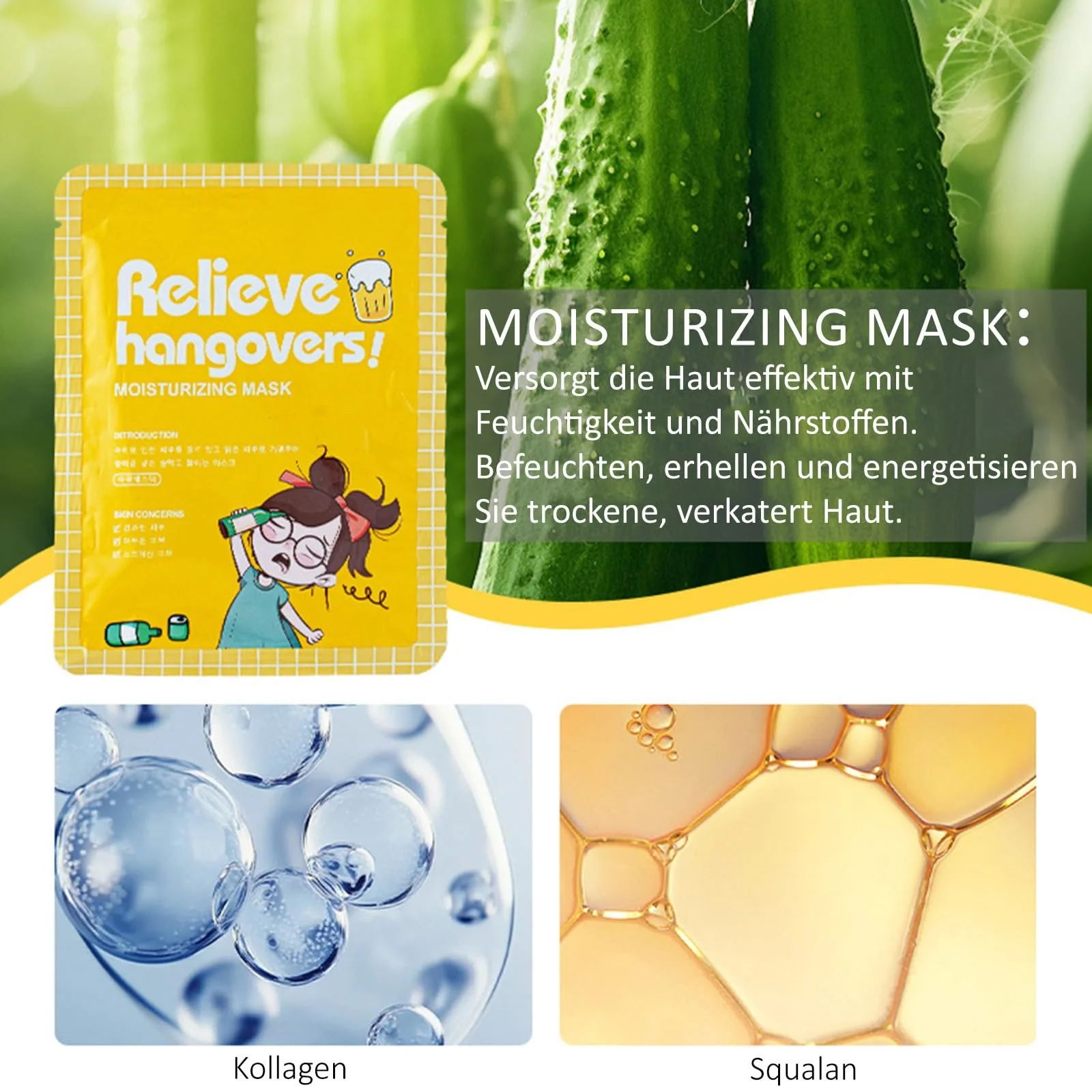 Тканинна маска Soleneva Набір 8 шт Зволожуюча з гіалуроновою кислотою та ніацинамідом, фото №6