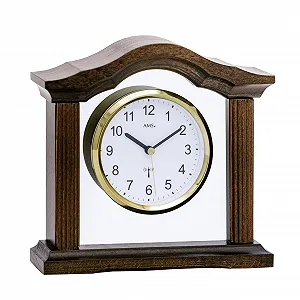 Настільний годинник AMS 5139/1 радіокерований настільний, корпус з масиву дерева, оброблений горіховим лаком - Фото 1