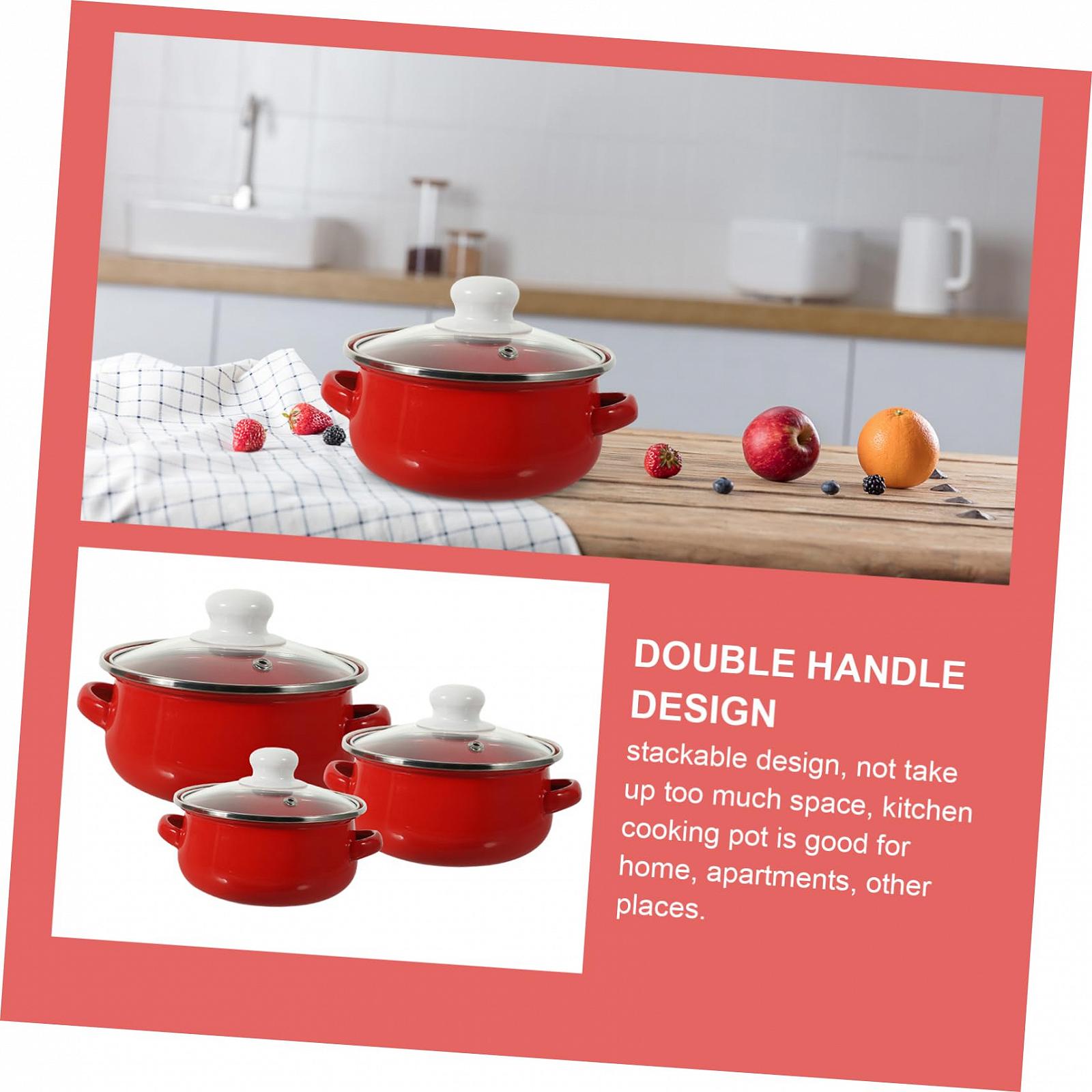 Каструля RORPOIR Enamel Non-Stick Small Enamel Каструля з ручкою Binaural Набір з 3, фото №2