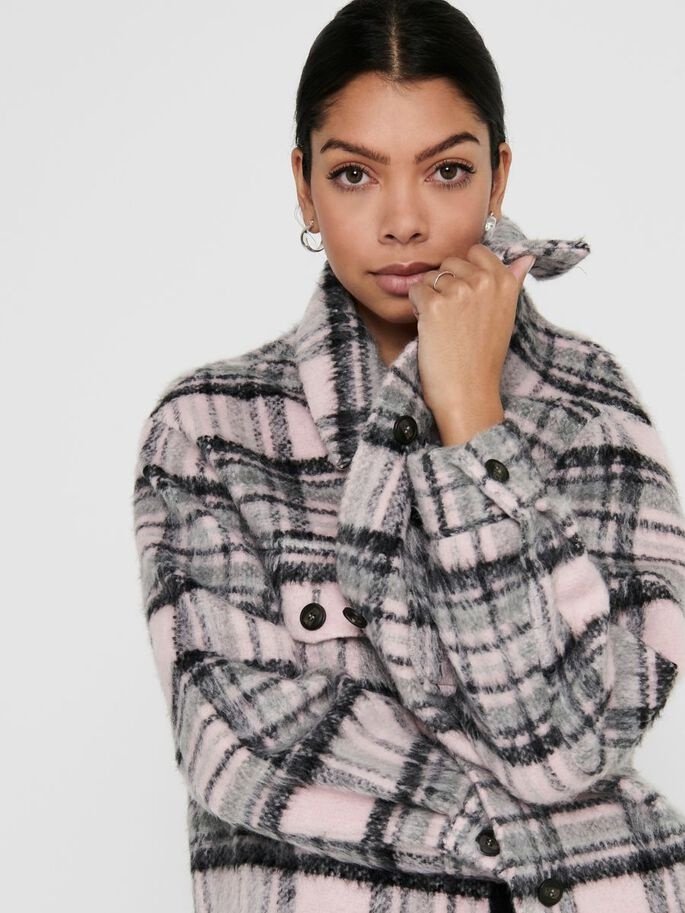 Куртка ONLY ONLROSIE CHECK OVERSIZED SHACKET OTW 15235611 Lilac Sachet Розовый XS, фото №2