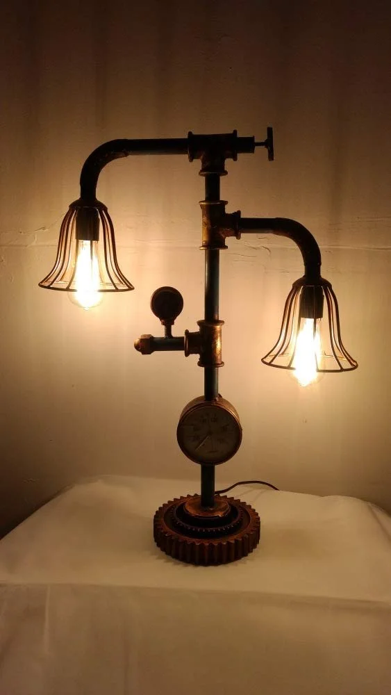 Настільна лампа Industrial Steampunk Vintage Metal Tube 52 x 19 x 68 см, фото №5